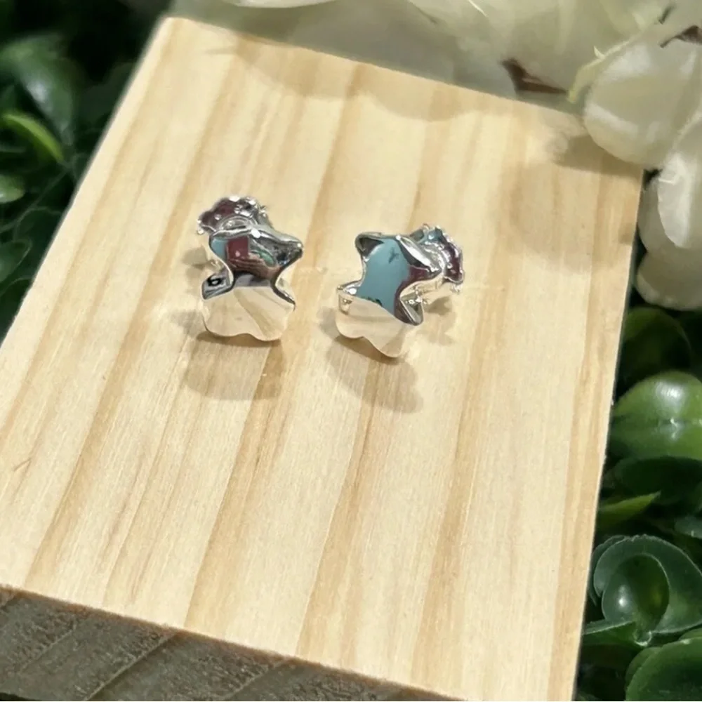 Sterling silver Star bear Earrings 925 1.1CM